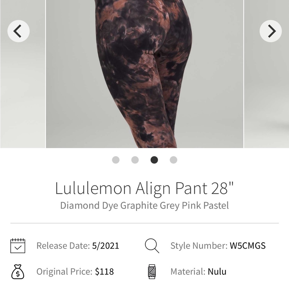 Lululemon Align Pant 28" in Graphite Grey and Pink